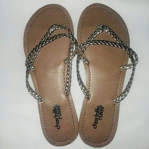 Charlotte Russe Metallic Silver Sandals - Size 7